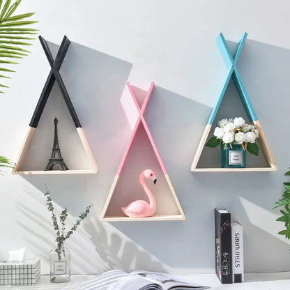 Wall Decorative Shelves Triangle Wooden Shelf Kids Room Decor Living Room Wall Decor Crafts Storage Holder