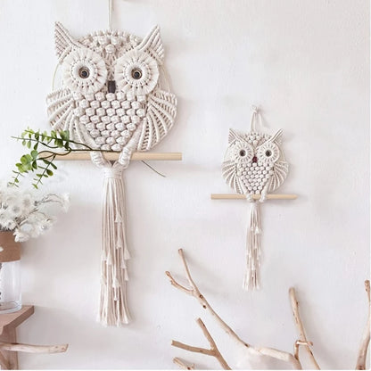 Woven Owl Macrame Room Decor Handmade Boho Hanging Home Decorations Children&