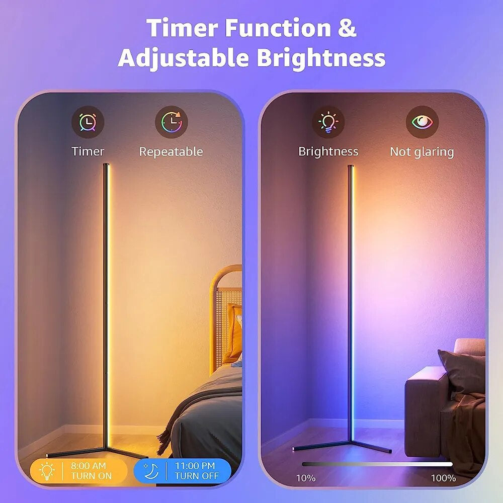 Living Room Dimmable RGB Corner Floor Lamp 140Cm Stand Smart APP LED Mood Light for Bedroom Nordic Home Decor Interior Lighting