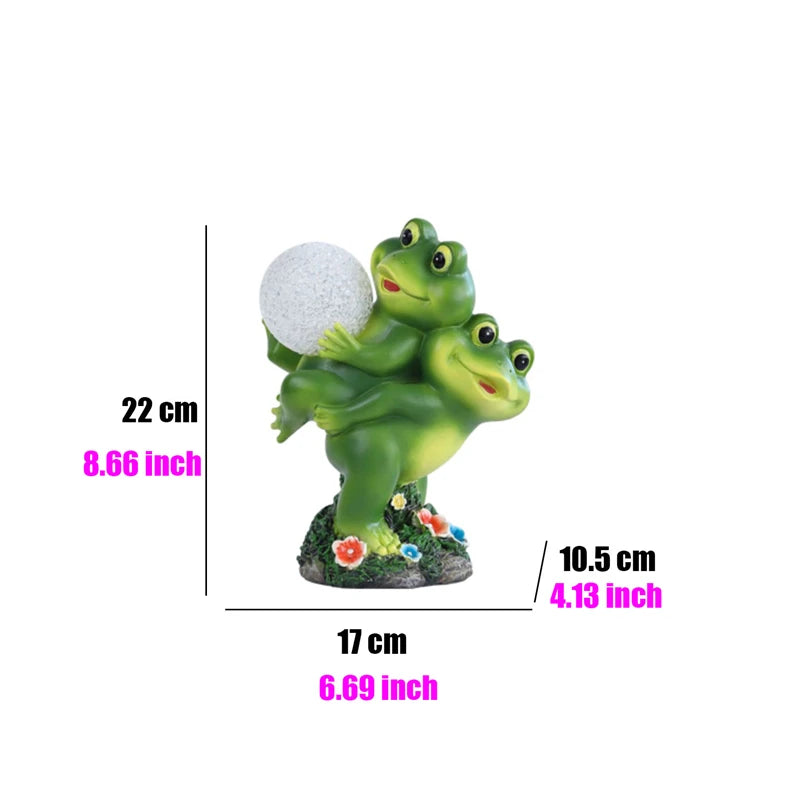 Mini Frog Sculpture Kawaii Solar Outdoor Atmosphere Light Lovely Resin Ornament Creative Garden Decor Aesthetics Home Decor