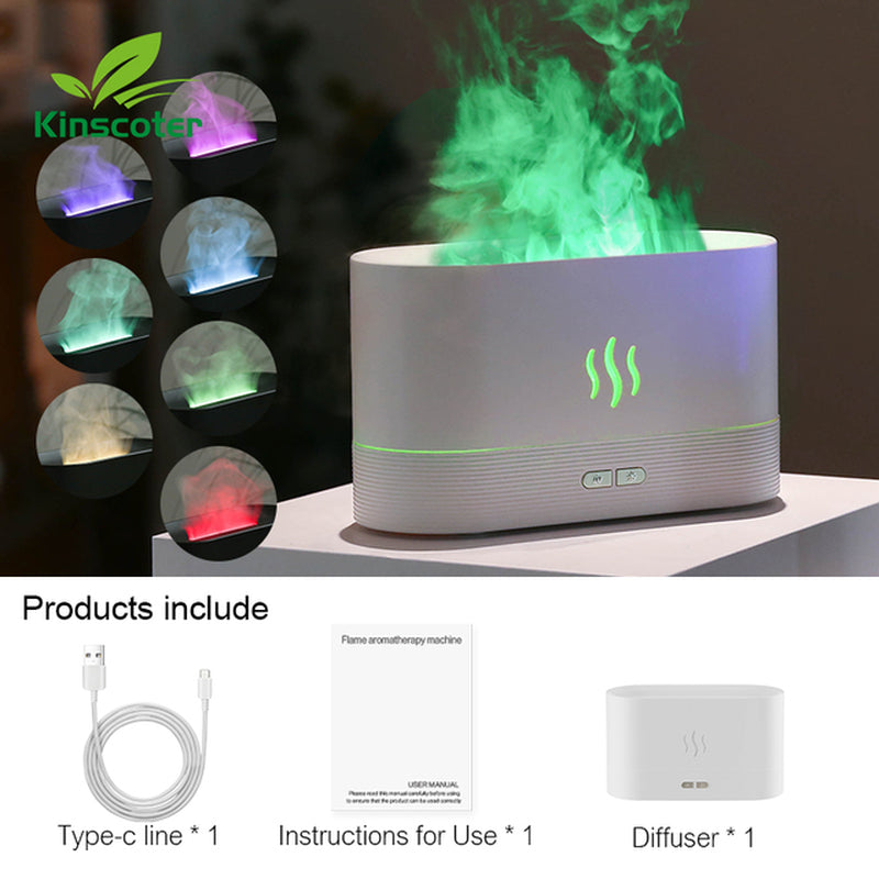 Aroma Diffuser Air Humidifier Ultrasonic Cool Mist Maker Fogger Led Essential Oil Flame Lamp Difusor