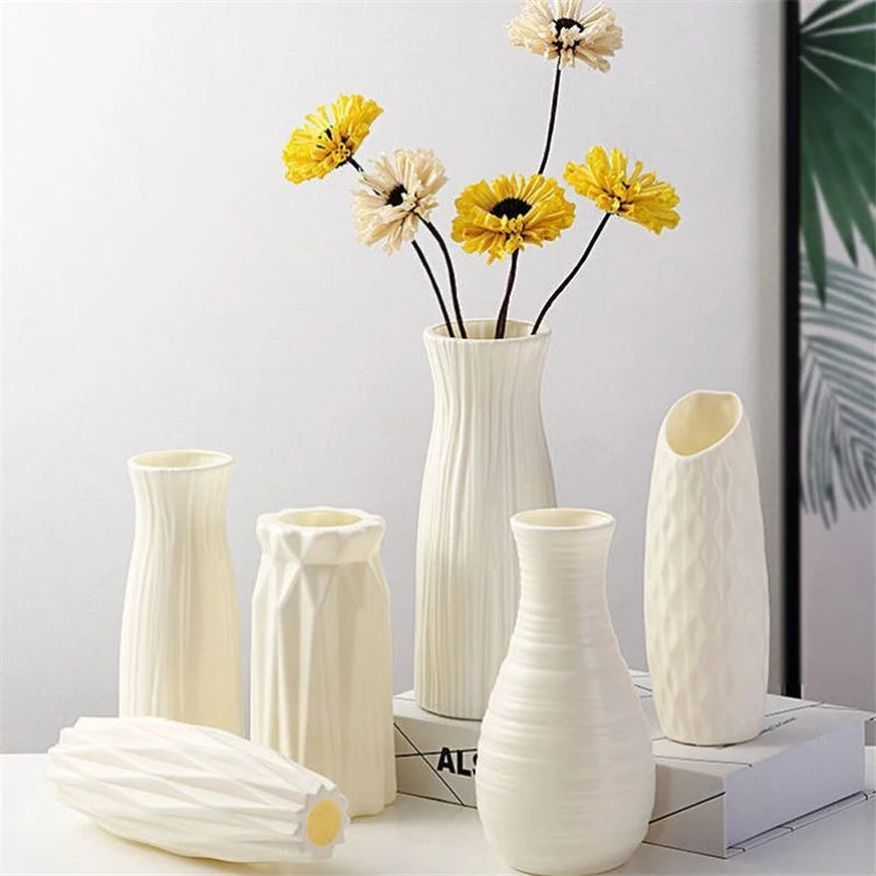 Home Nordic Plastic Vase Simple Small Fresh Flower Pot Storage Bottle for Flowers Living Room Modern Home Decoration Ornaments