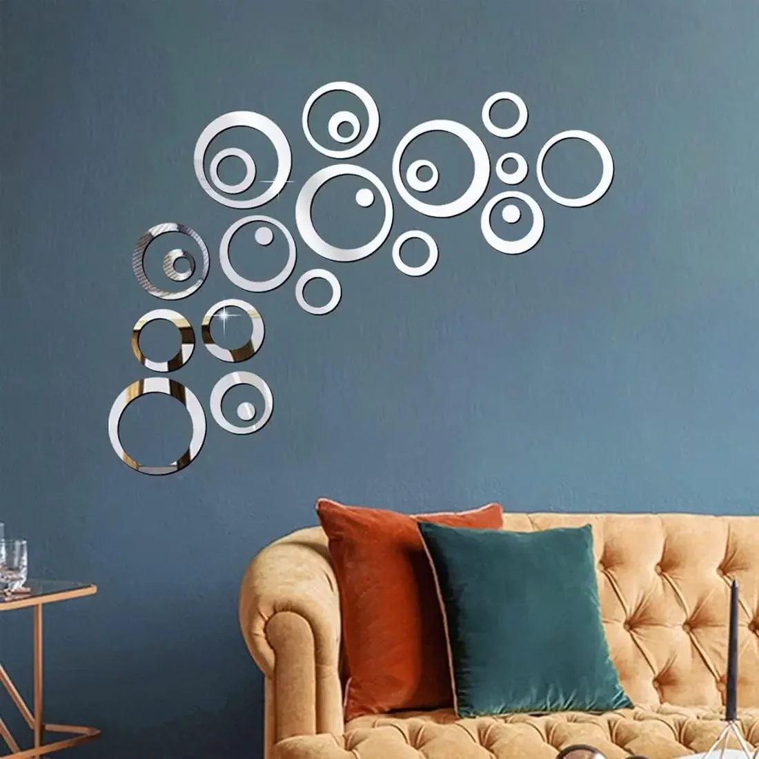 3D Circular Mirror Wall Sticker Self-Adhesive Acrylic Mirror Decals DIY Office Living Room Bedroom Decoration Art Wall Stickers