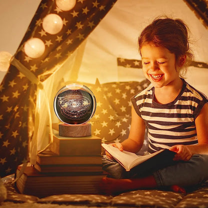 USB LED Night Light Galaxy Crystal Ball Table Lamp 3D Planet Moon Lamp Bedroom Home Decor for Kids Party Children Birthday Gifts