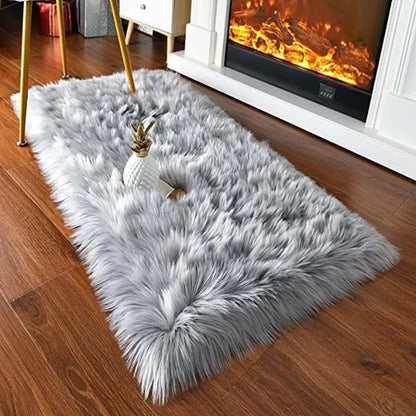 Red Bed Side Carpet Soft Fluffy Sheepskin Area Rugs Nordic Living Room Mat Bedrooms Floor White Faux Fur Bedside Rug