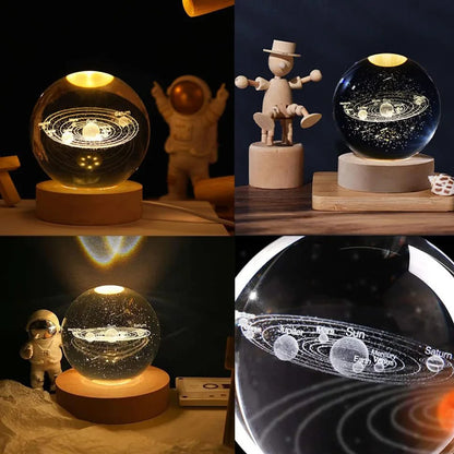 USB LED Night Light Galaxy Crystal Ball Table Lamp 3D Planet Moon Lamp Bedroom Home Decor for Kids Party Children Birthday Gifts