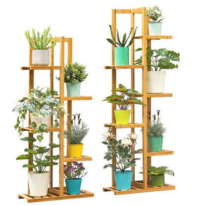 Bamboo 5 / 6 Tier Plant Stand Rack Multiple Flower Pot Holder Shelf Indoor Outdoor Planter Display Shelving Unit for Patio