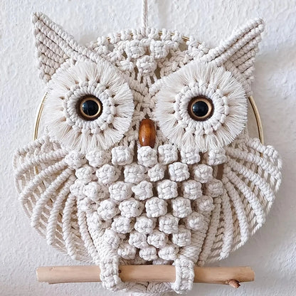 Woven Owl Macrame Room Decor Handmade Boho Hanging Home Decorations Children&