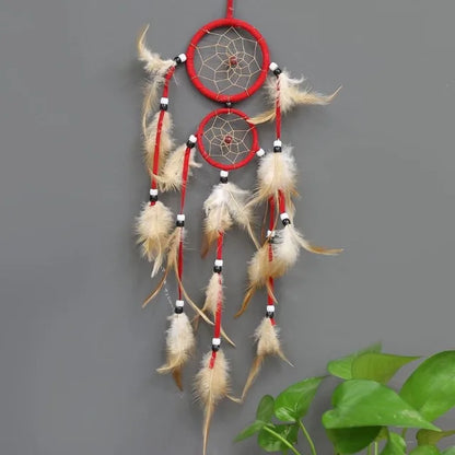 1 Pc Indian Dream Catcher with Brown Feathers - Wall Hanging Dream Catcher Bedroom Accessories - Wind Chime Dream Catcher