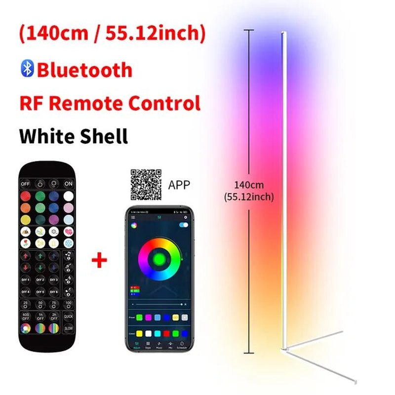 Living Room Dimmable RGB Corner Floor Lamp 140Cm Stand Smart APP LED Mood Light for Bedroom Nordic Home Decor Interior Lighting