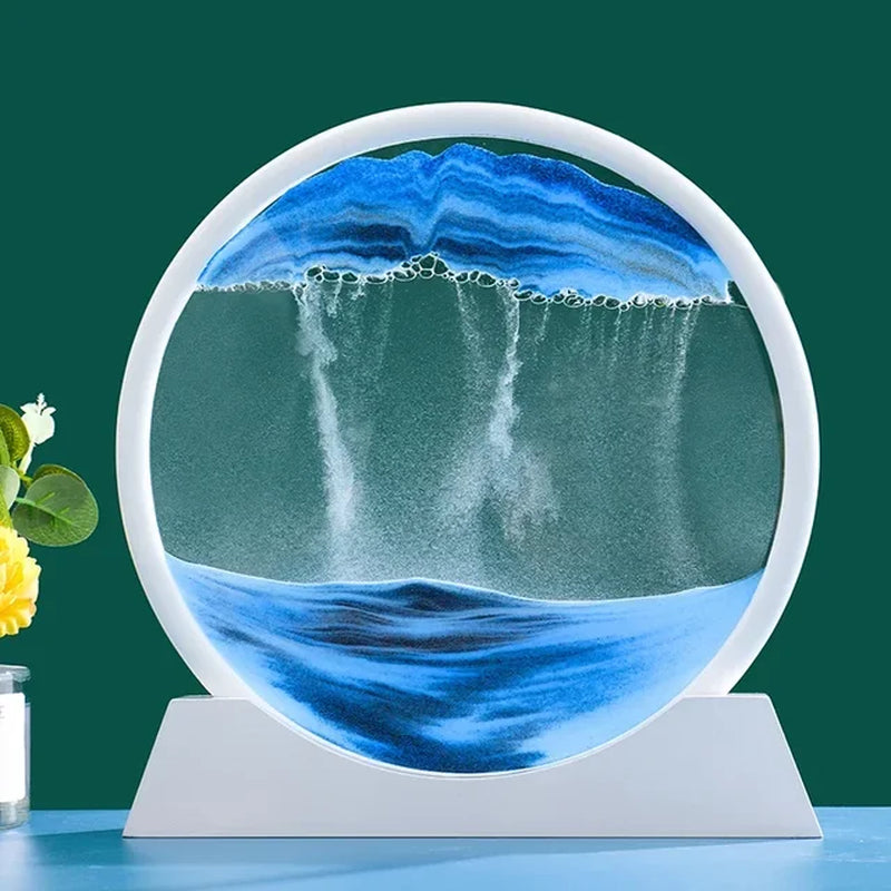 3D Moving Sand Art Nordic Creative Oranment Liquid Hourglass Flowing Sand Sandscape round Quicksand Painting Home Decor Gifts