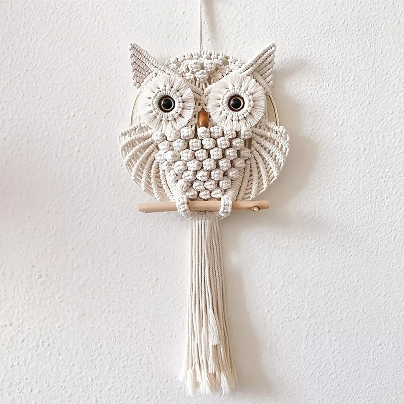 Woven Owl Macrame Room Decor Handmade Boho Hanging Home Decorations Children&