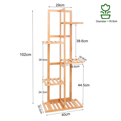 Bamboo 5 / 6 Tier Plant Stand Rack Multiple Flower Pot Holder Shelf Indoor Outdoor Planter Display Shelving Unit for Patio