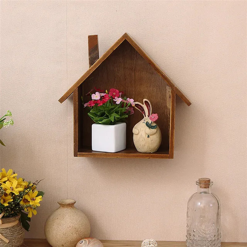 Wall Decoration Log Cabin Shop Colorful Small House Decoration Wall Hanging Shelving Kids Room Shelf Decorative