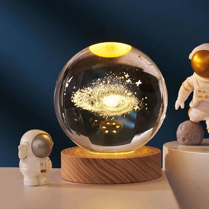 USB LED Night Light Galaxy Crystal Ball Table Lamp 3D Planet Moon Lamp Bedroom Home Decor for Kids Party Children Birthday Gifts