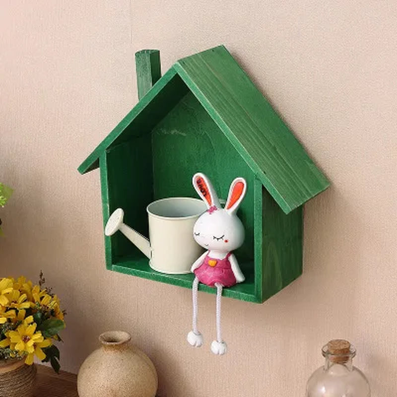 Wall Decoration Log Cabin Shop Colorful Small House Decoration Wall Hanging Shelving Kids Room Shelf Decorative