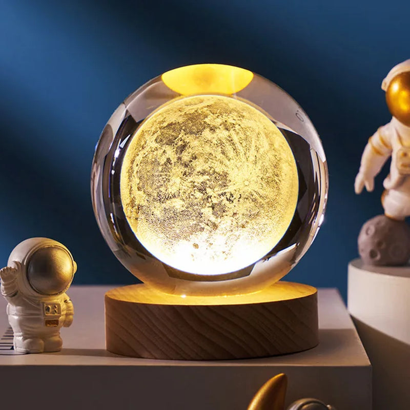 USB LED Night Light Galaxy Crystal Ball Table Lamp 3D Planet Moon Lamp Bedroom Home Decor for Kids Party Children Birthday Gifts