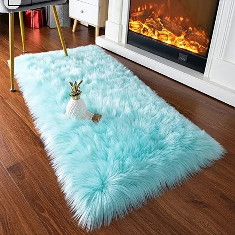 Red Bed Side Carpet Soft Fluffy Sheepskin Area Rugs Nordic Living Room Mat Bedrooms Floor White Faux Fur Bedside Rug