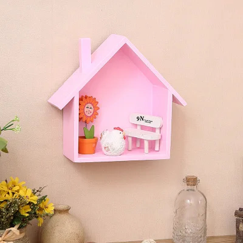 Wall Decoration Log Cabin Shop Colorful Small House Decoration Wall Hanging Shelving Kids Room Shelf Decorative