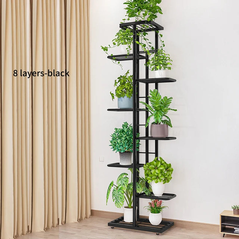 Cordlal Shining Stand for Flowers Iron 6/7/8Layers Plant Holder Storage Shelf Pot Rack Organizer Home Garden Decoration