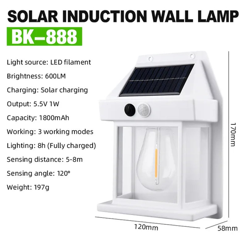 Outdoor Solar Wall Lamp Waterproof Tungsten Filament Lamp Induction Lamp Household Garden Wall Light Villa Lighting Night Light